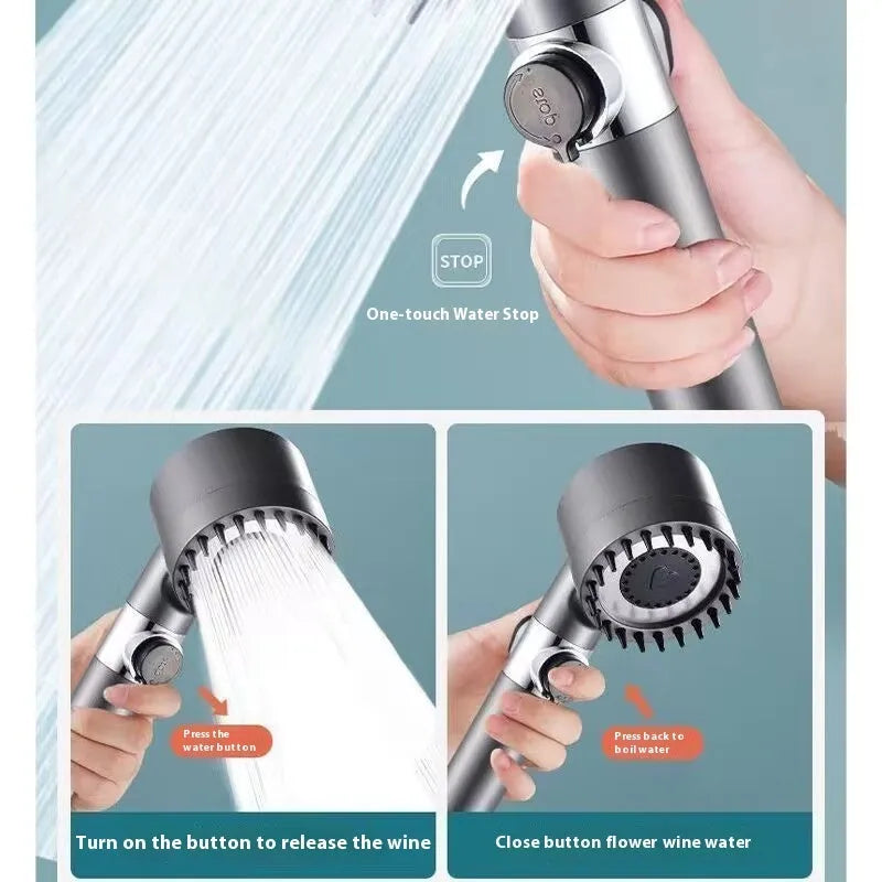 Portable ABS plastic shower head with three spray mode settings