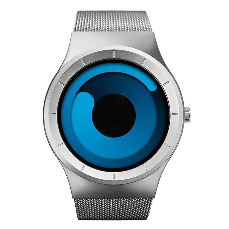 Unisex casual watch with stainless steel mesh band, 40mm case, aurora borealis dial, and anti-glare mineral glass
