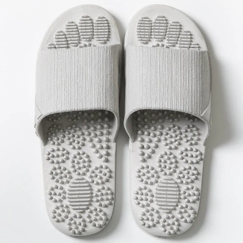 Reflexology foot massage slippers with 3D acupressure nodes in light blue