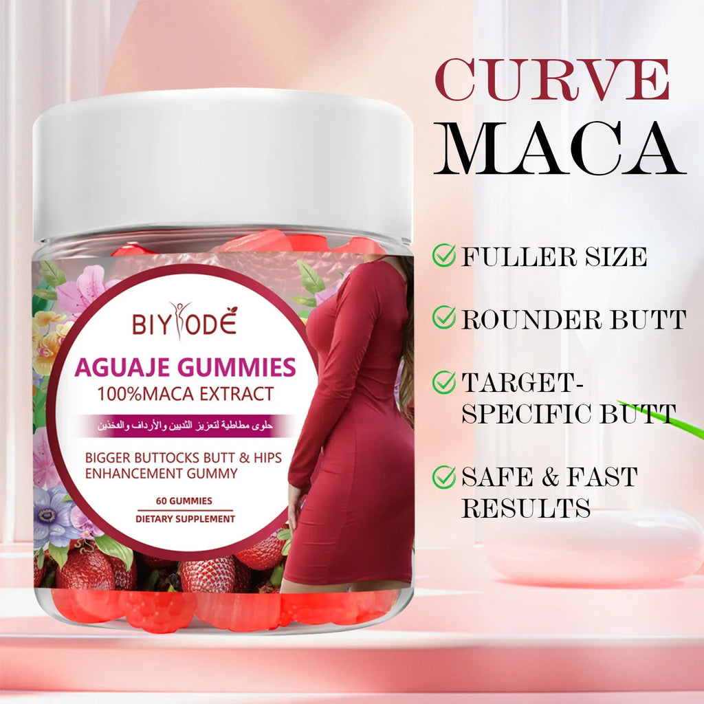 Aguaje gummies herbal supplement bottle with 60 gummies for booty enhancement natural plant based formula