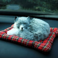 Fox-shaped bamboo charcoal car deodorant pack with cloth pad and imitation wool plush in white and grey colours