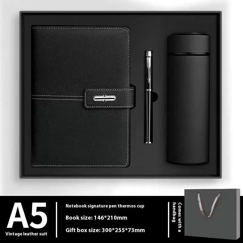 A5 notebook with PU leather cover in choice of colours including black, red, green, blue and orange.