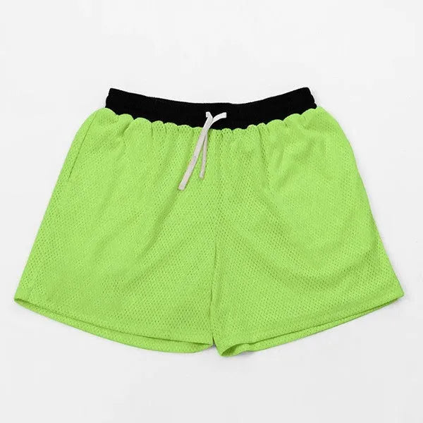 Men's mesh quick-drying athletic shorts in solid colours for running and fitness workouts