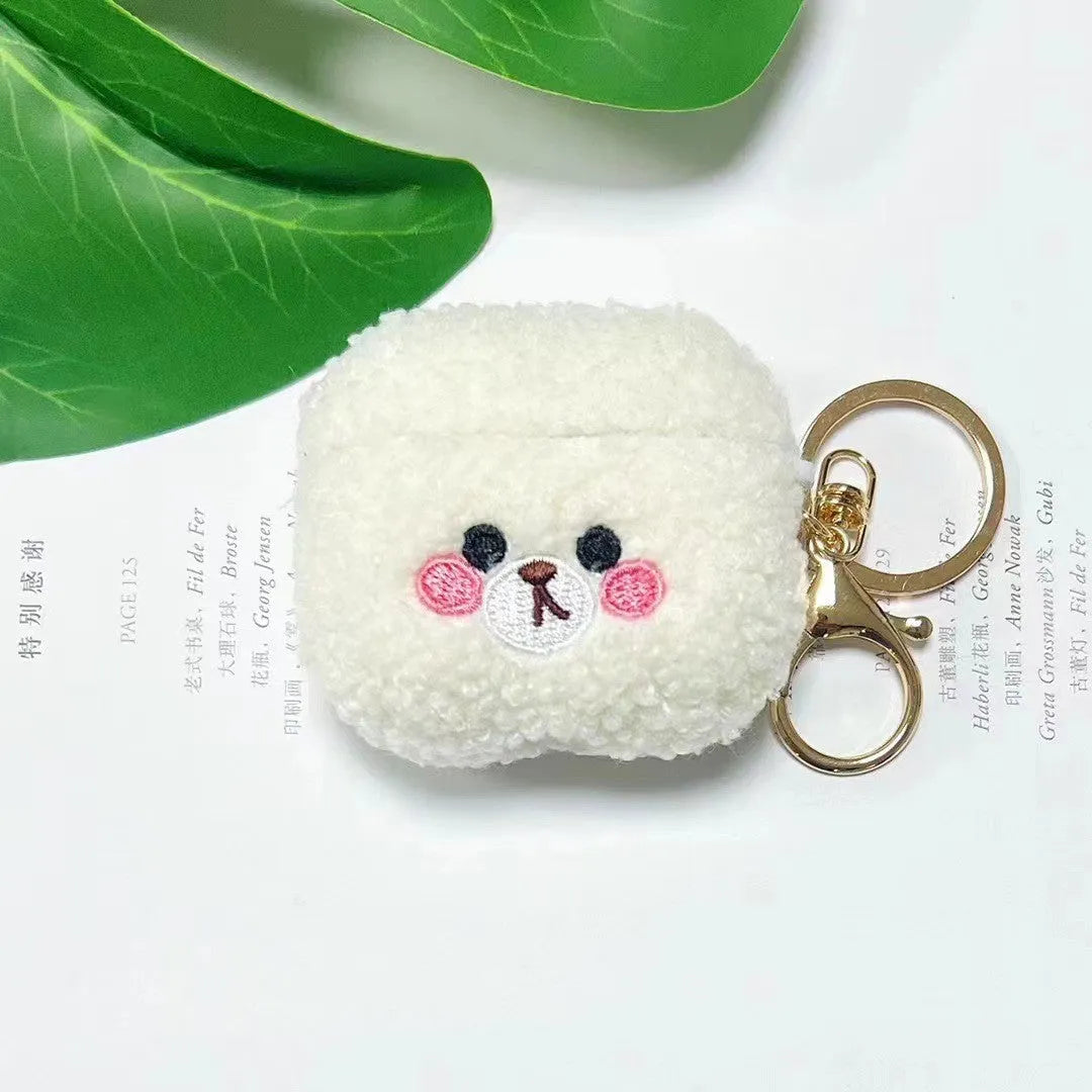 White TPU plush earphone cover for Airpods Pro 2 charging case, all-inclusive design