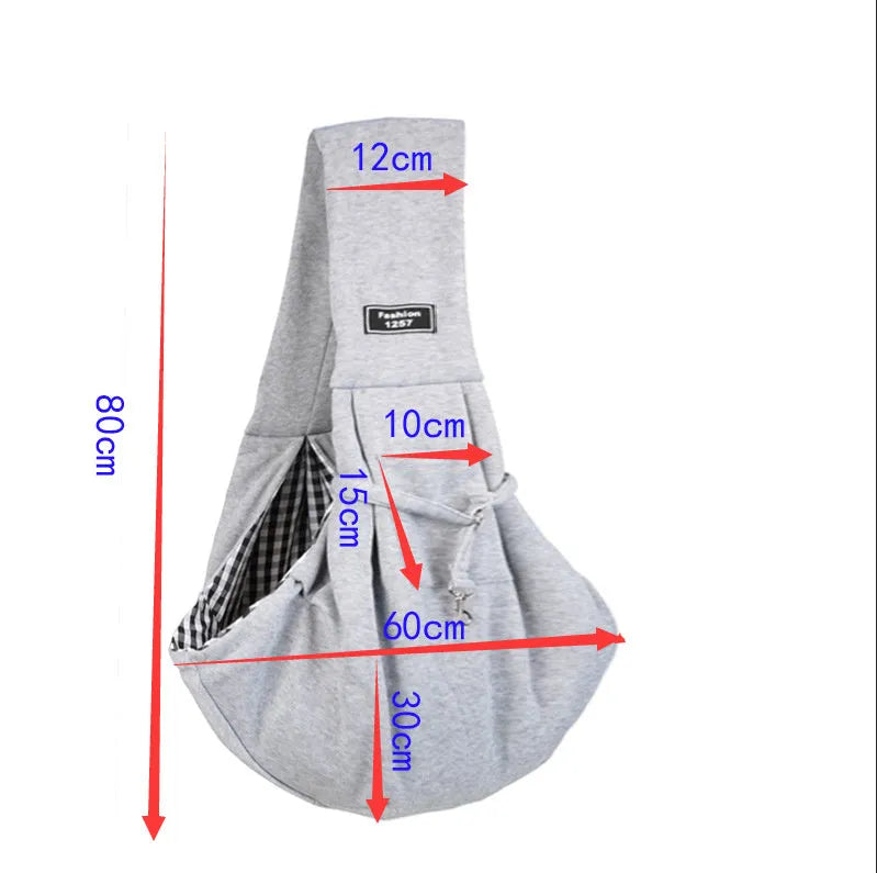 Grey foldable cat carrier bag with mesh windows and adjustable shoulder strap