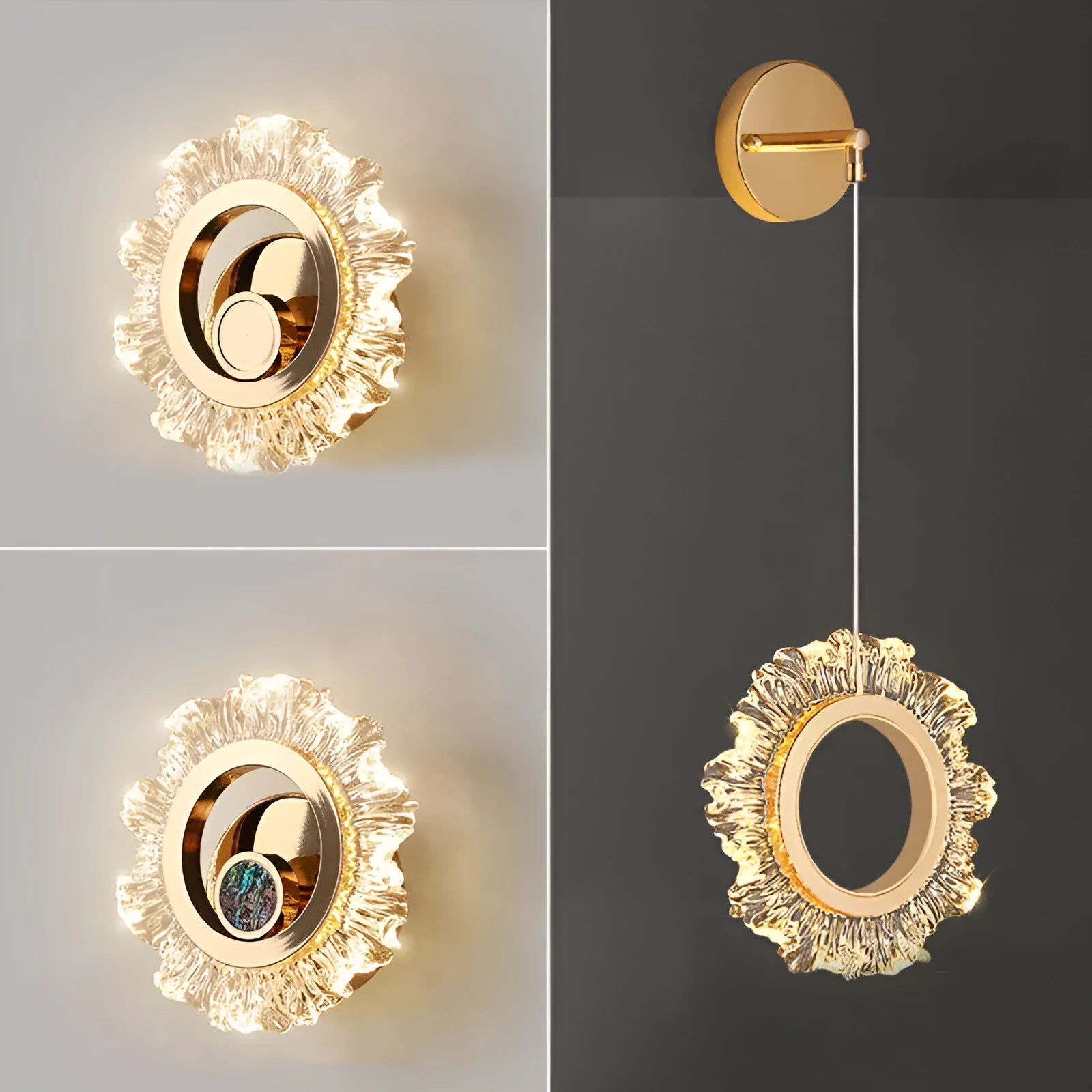 Modern minimalist wall lamp with acrylic shade offering three lighting settings