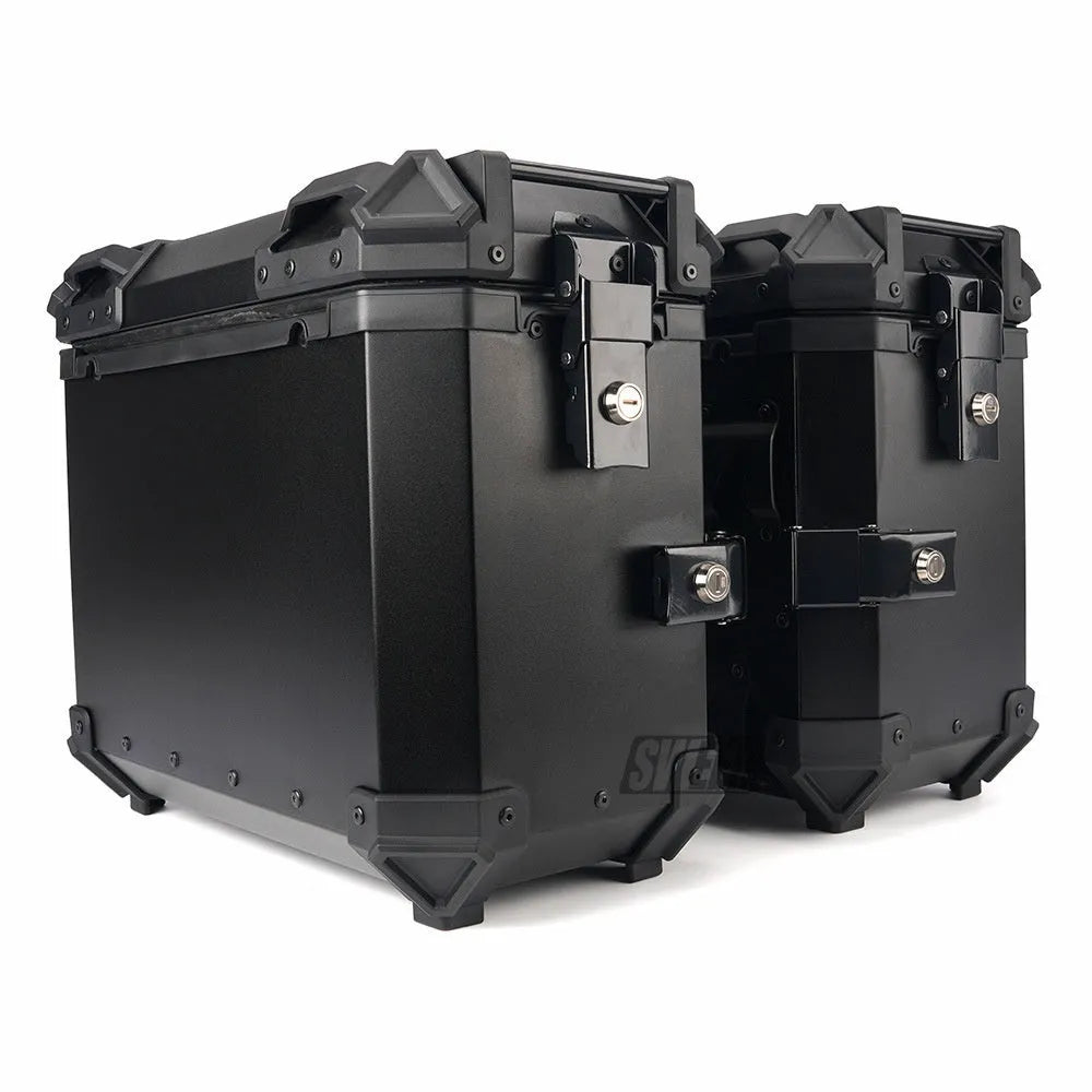 Large capacity aluminium alloy detachable motorcycle storage box in silver finish with 45L capacity