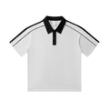 Casual lapel short sleeve T-shirt in cotton blend with loose drop shoulder fit, available in multiple colours