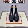 Men's high-top leather business casual shoes in black and black-orange colour options