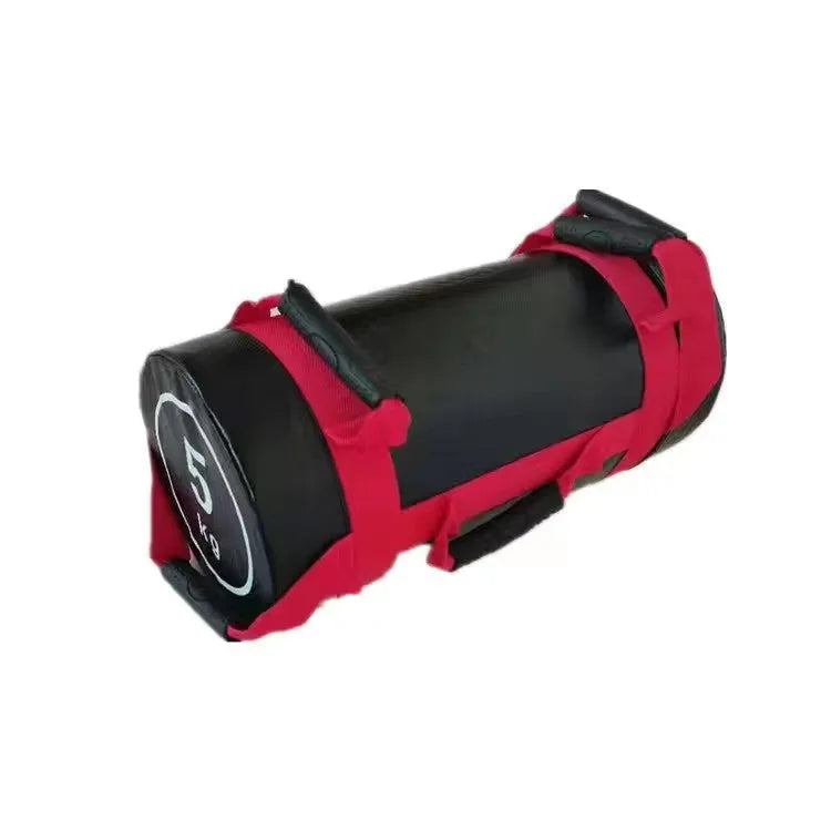 Flat white leather PVC fitness training sandbag with solid fill for weight lifting and gym workouts