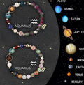 Two natural stone beaded bracelets with zodiac charms on adjustable cords