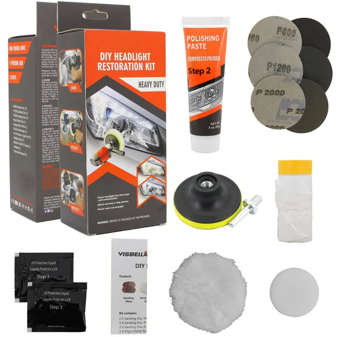 Carbon steel headlight repair tool kit for automotive maintenance with vehicle tools