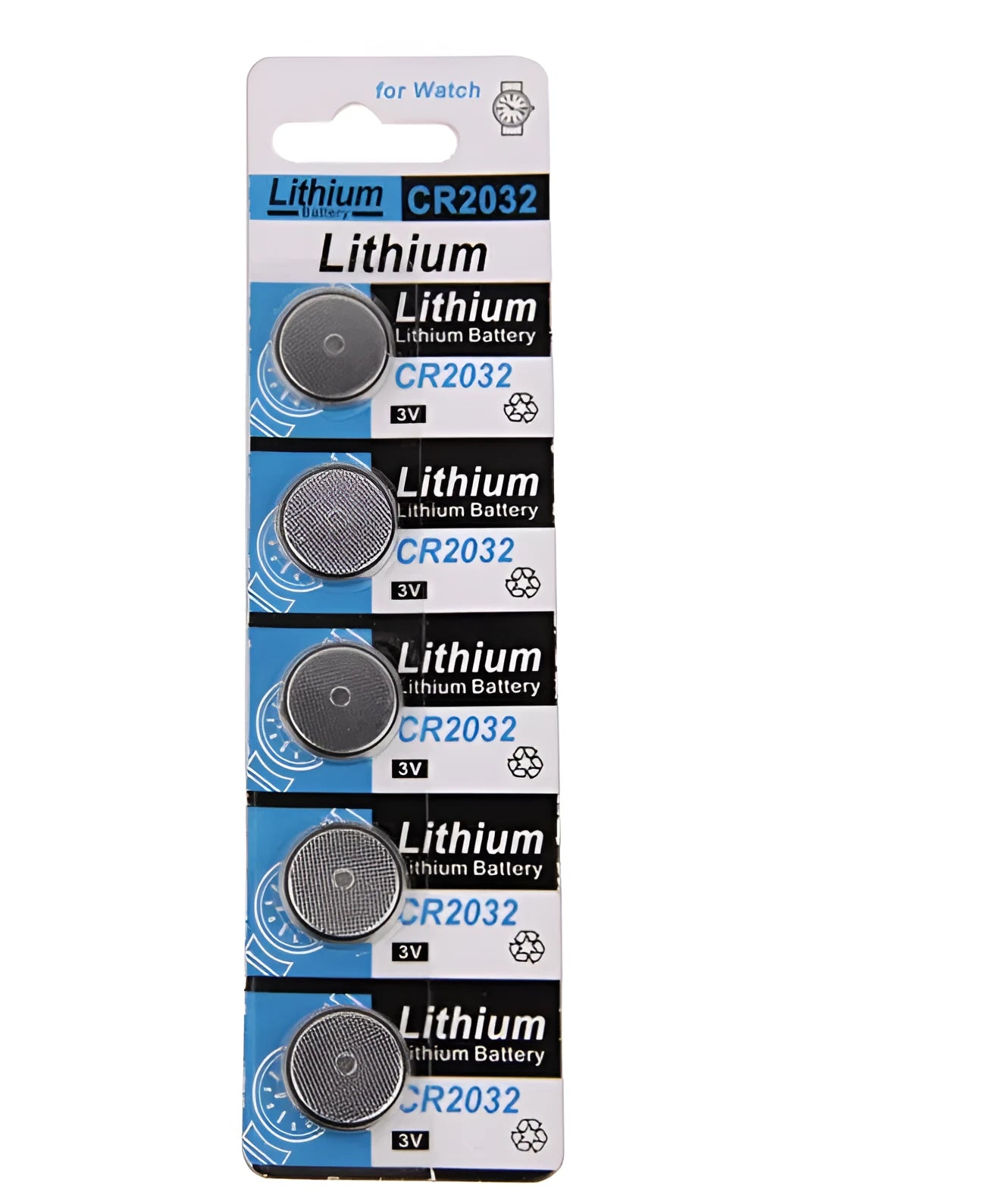 CR2032 lithium button battery pack with 5 capsules on card for weight scales and electronics