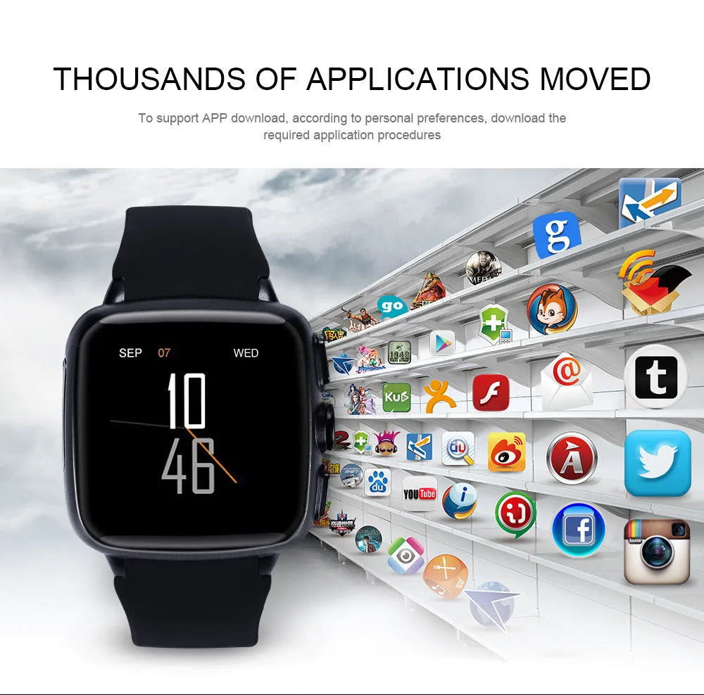 Android smart watch with 1.54-inch HD screen shown in black and white colour options