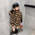 Girls long sleeve leopard print t shirt in brown, cotton blend, available in sizes 80 to 130 cm