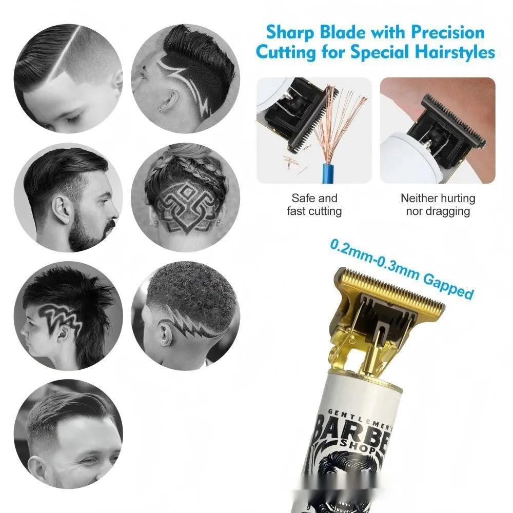 Rechargeable hair clipper with stainless steel cutter head and USB charging cable