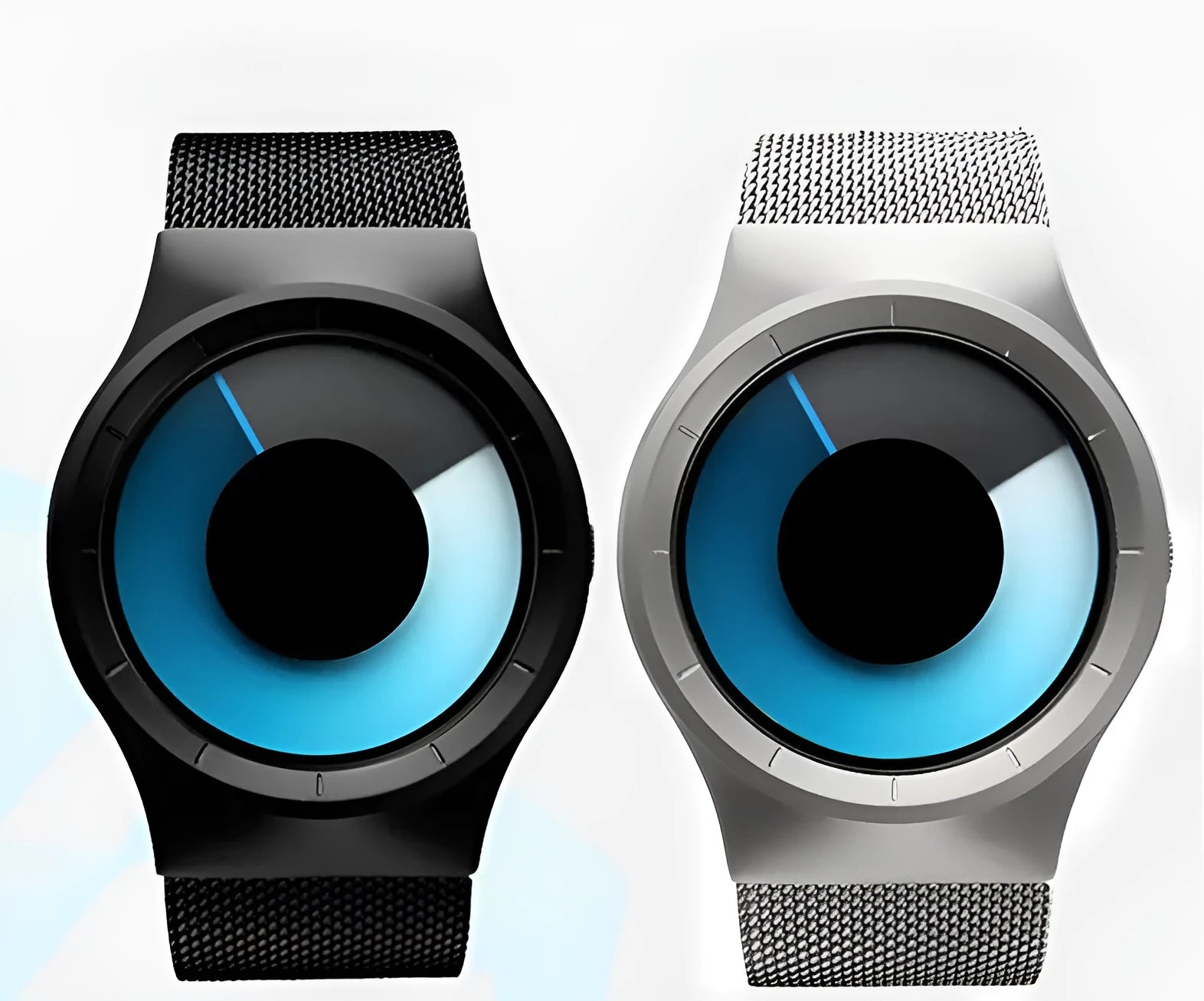 Unisex casual watch with stainless steel mesh band, 40mm case, aurora borealis dial, and anti-glare mineral glass