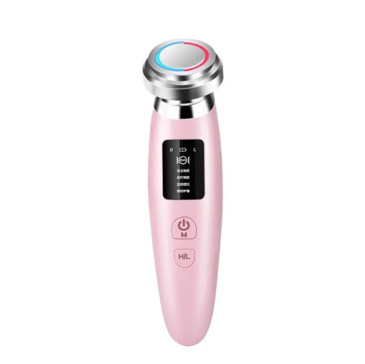 Pink skin rejuvenation cleansing beauty instrument with ion and EMS technology, 185x50x35mm