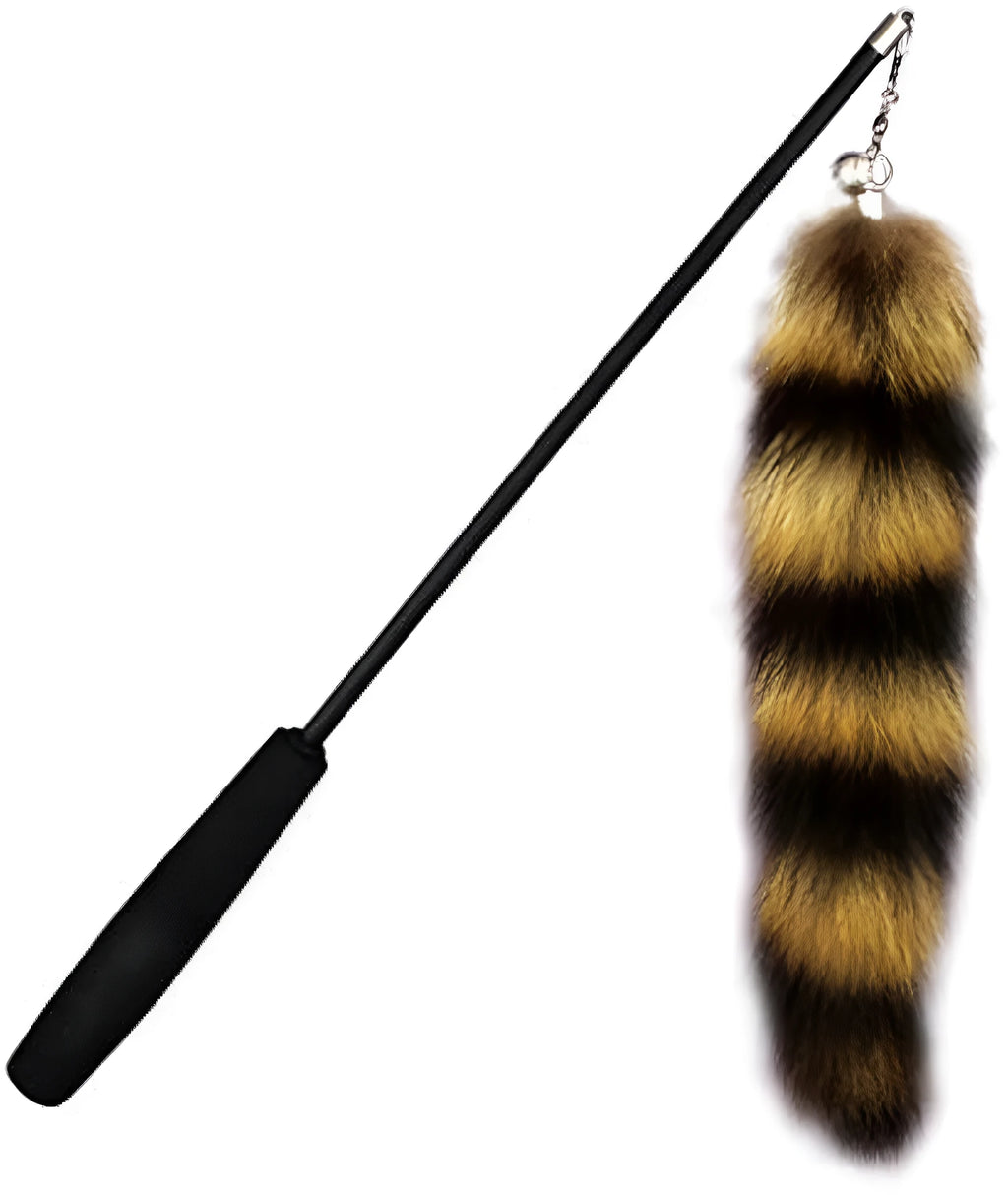 Black cat toy wand with elastic string measuring 42 metres for interactive feline play