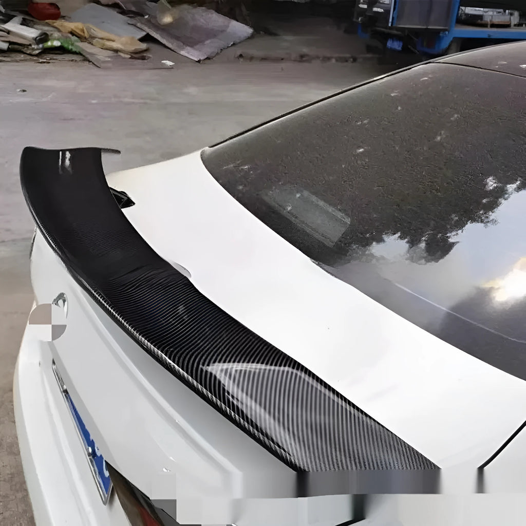 Universal adhesive-mount ABS car spoiler in bright black finish