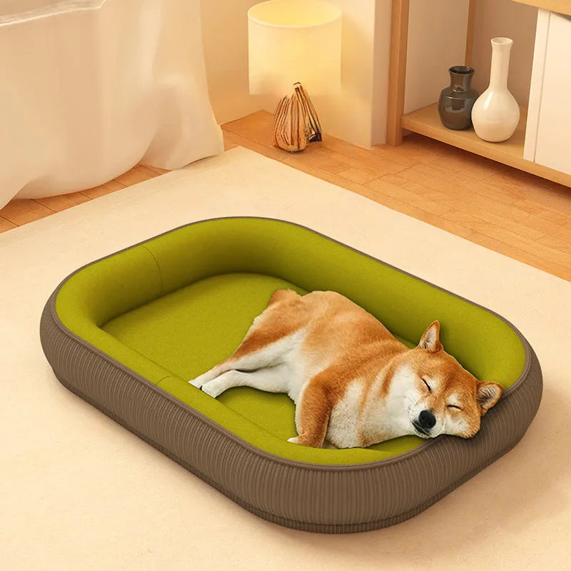 Corduroy and fleece disassemblable dog kennel bed in Gray for medium to large dogs
