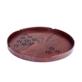 Wooden Japanese sakura pattern serving plate with cherry blossom cut-out design