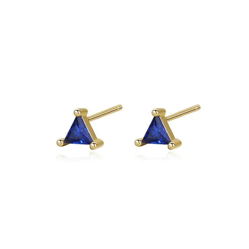 925 sterling silver geometric triangle zircon stud earrings in gold red zirconium finish