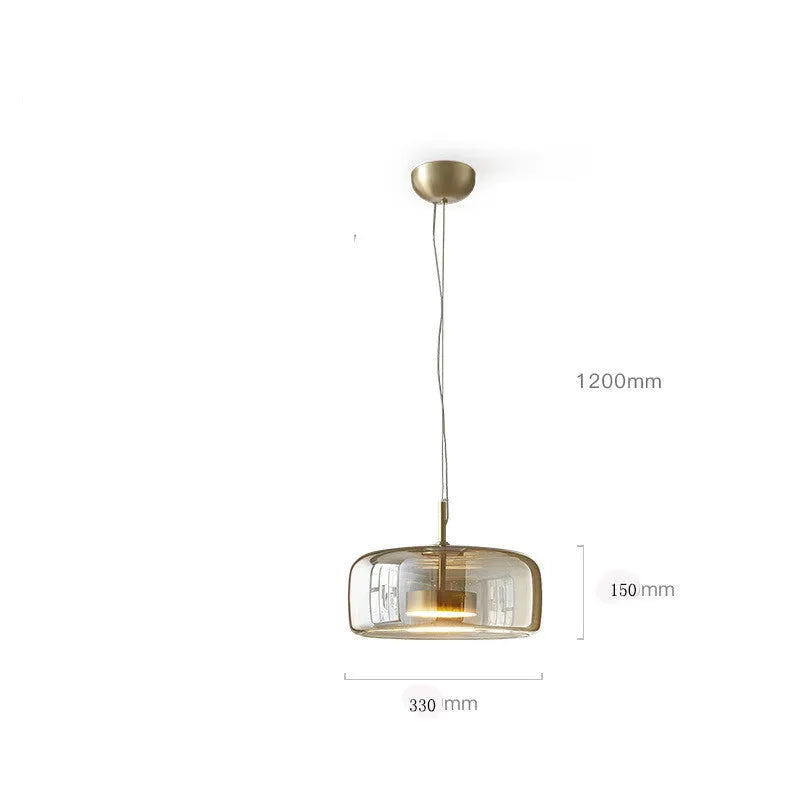 Glass ceiling chandelier with LED warm light in Cognac finish for living room or bedroom, 5-10sqm coverage area