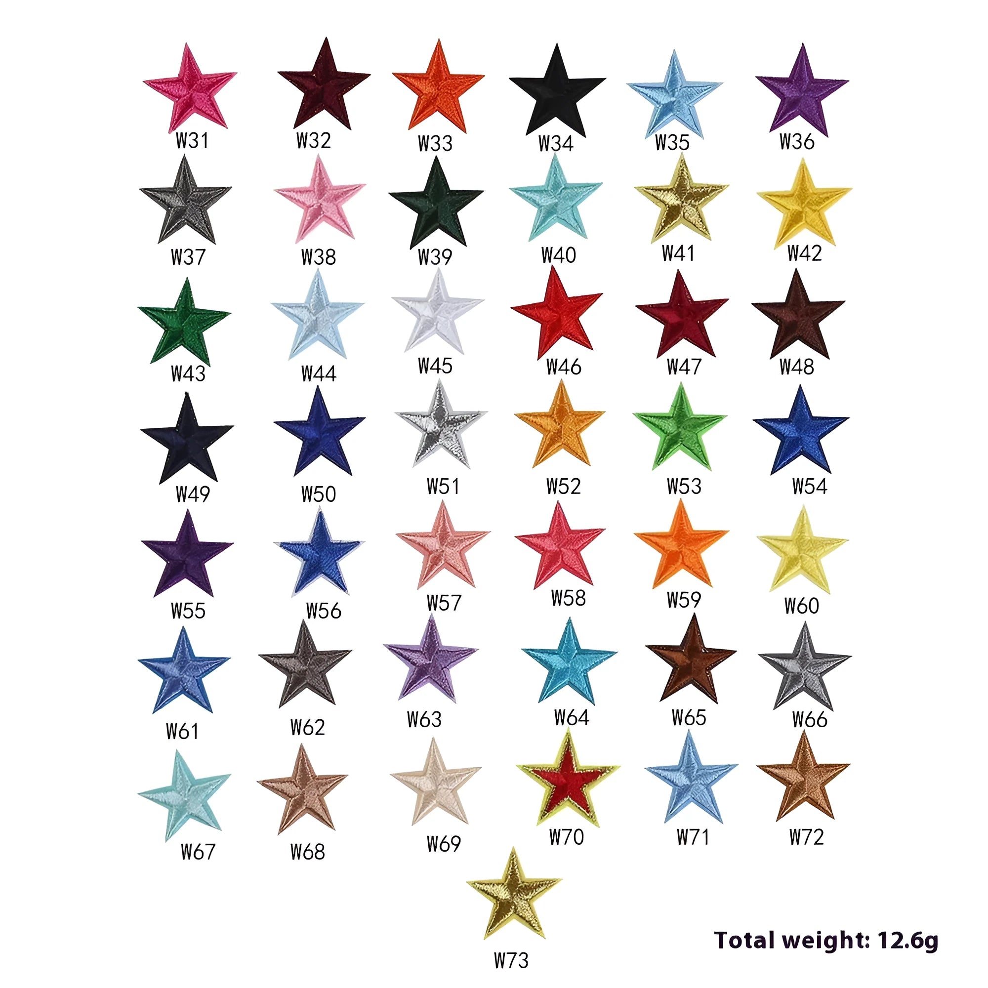 Colourful five-pointed star cloth embroidery stickers for DIY fabric decoration