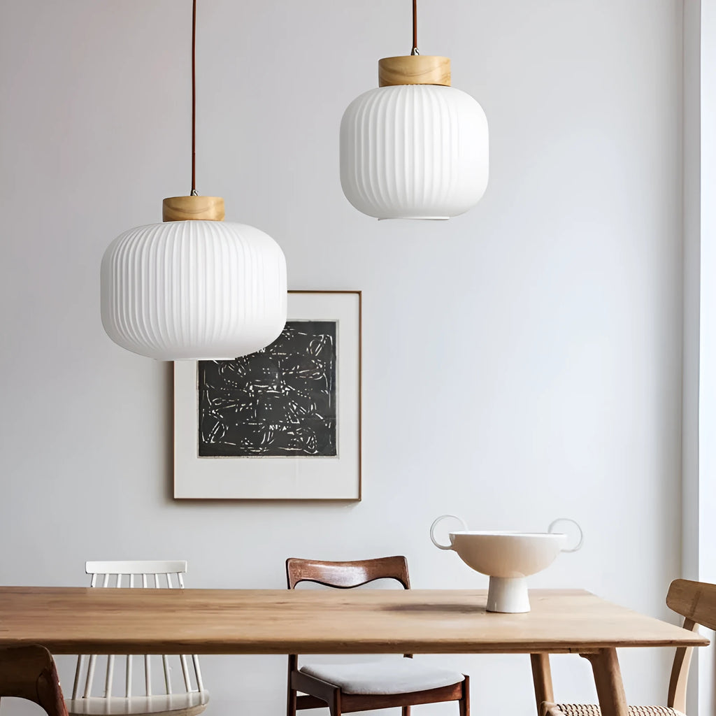 Nordic style wooden pendant light with retro bedroom design in three size options