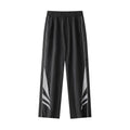 Men's black straight-leg casual trousers with button fly and loose fit