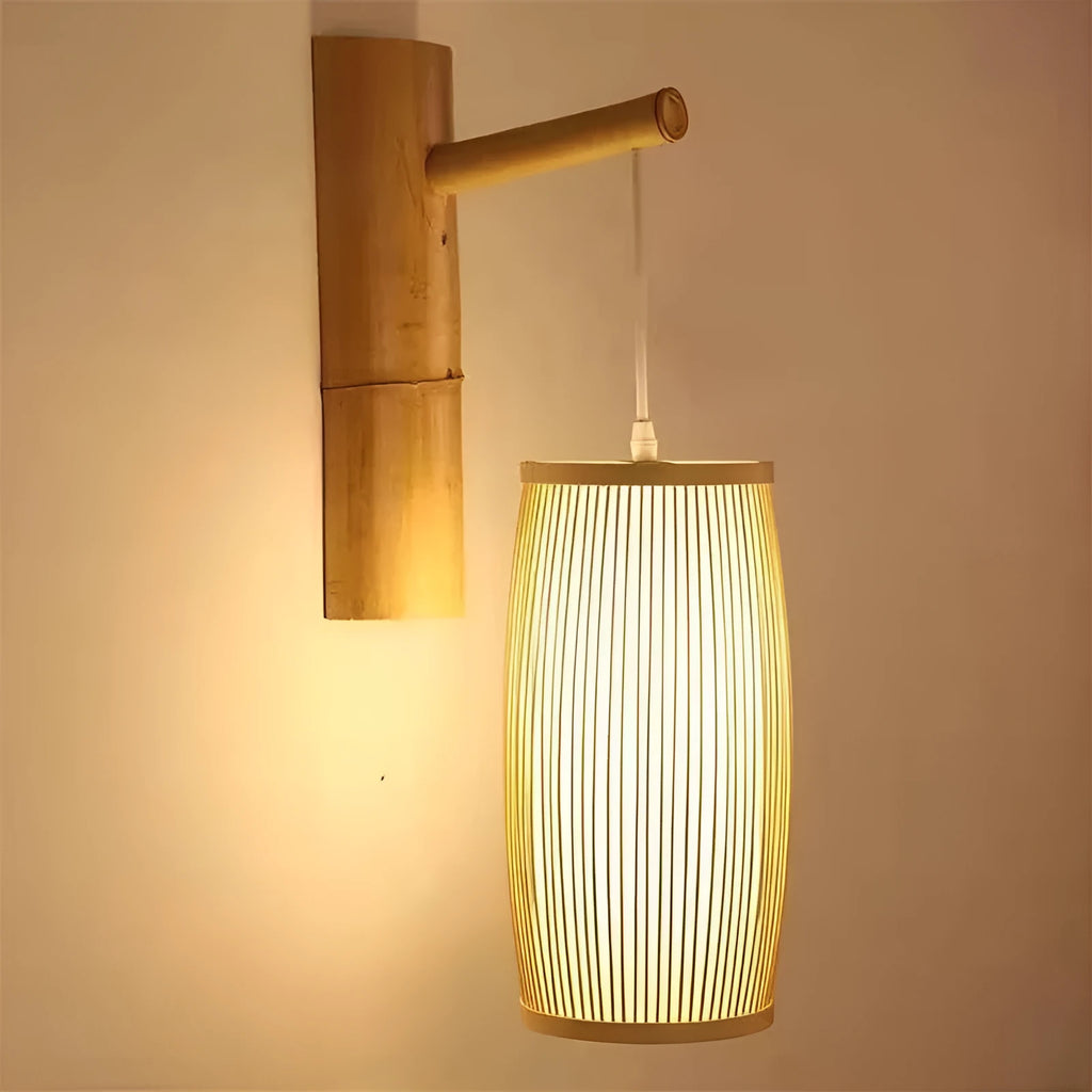 Bamboo plait lamp with E27 holder for staircase and bedroom lighting