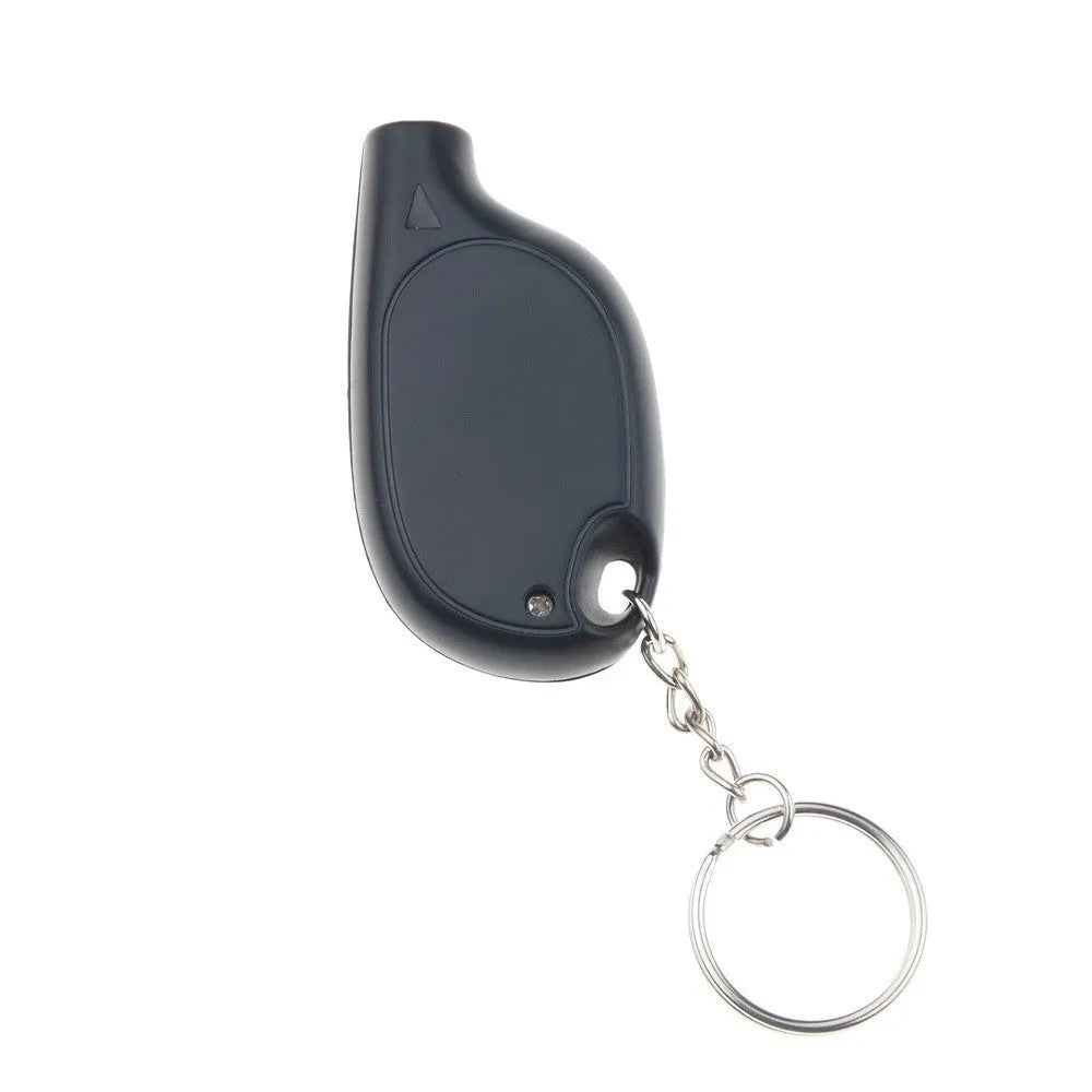 Black ABS keychain tire pressure gauge with LCD screen on keyring