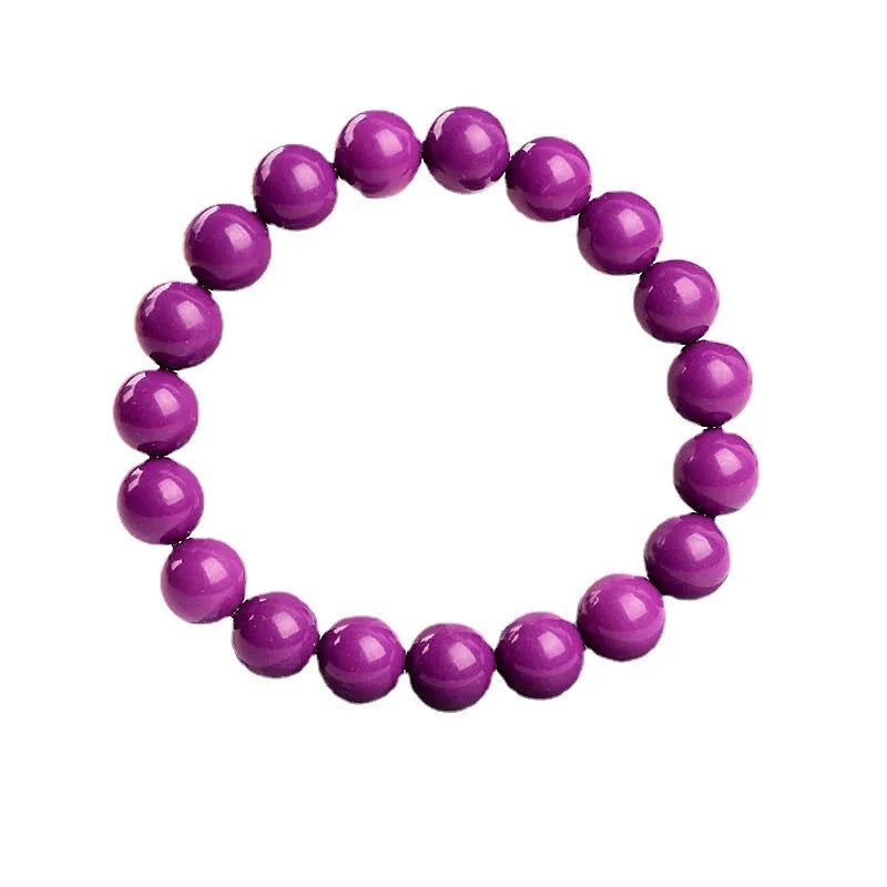Jiuya purple mica crystal bracelet showing polished stones in 5A colour grade