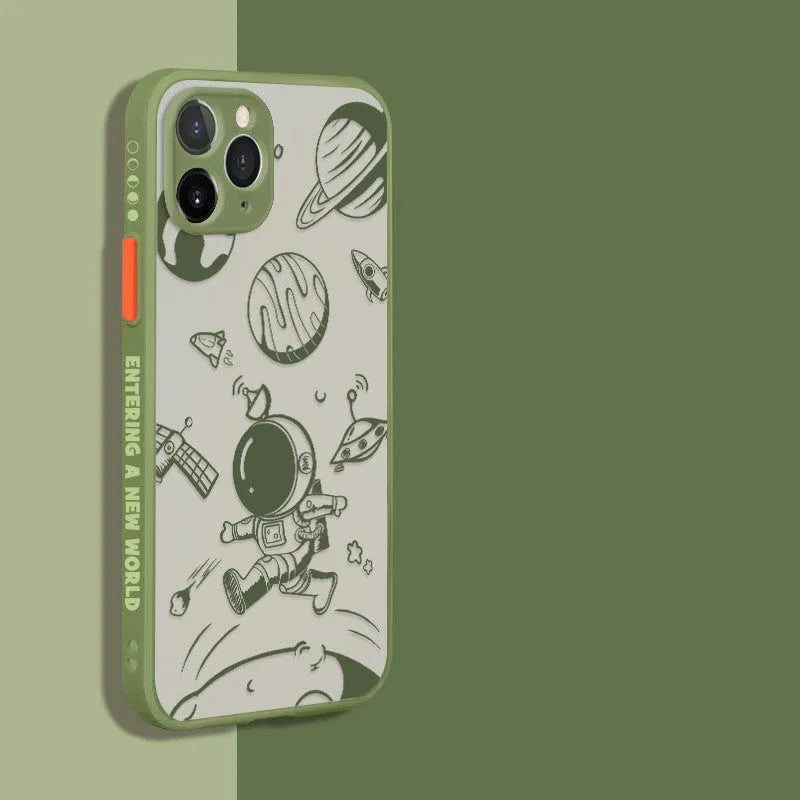 Graffiti astronaut TPU phone case for iPhone 13, black colour, protective back cover with flexible material