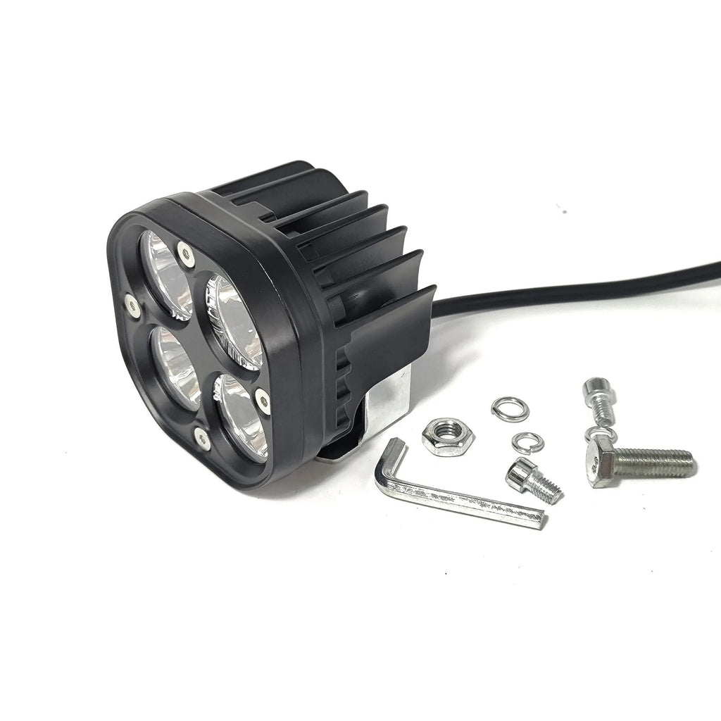 Four-eye vehicle headlight modification unit with aluminium base plate, white and yellow light options