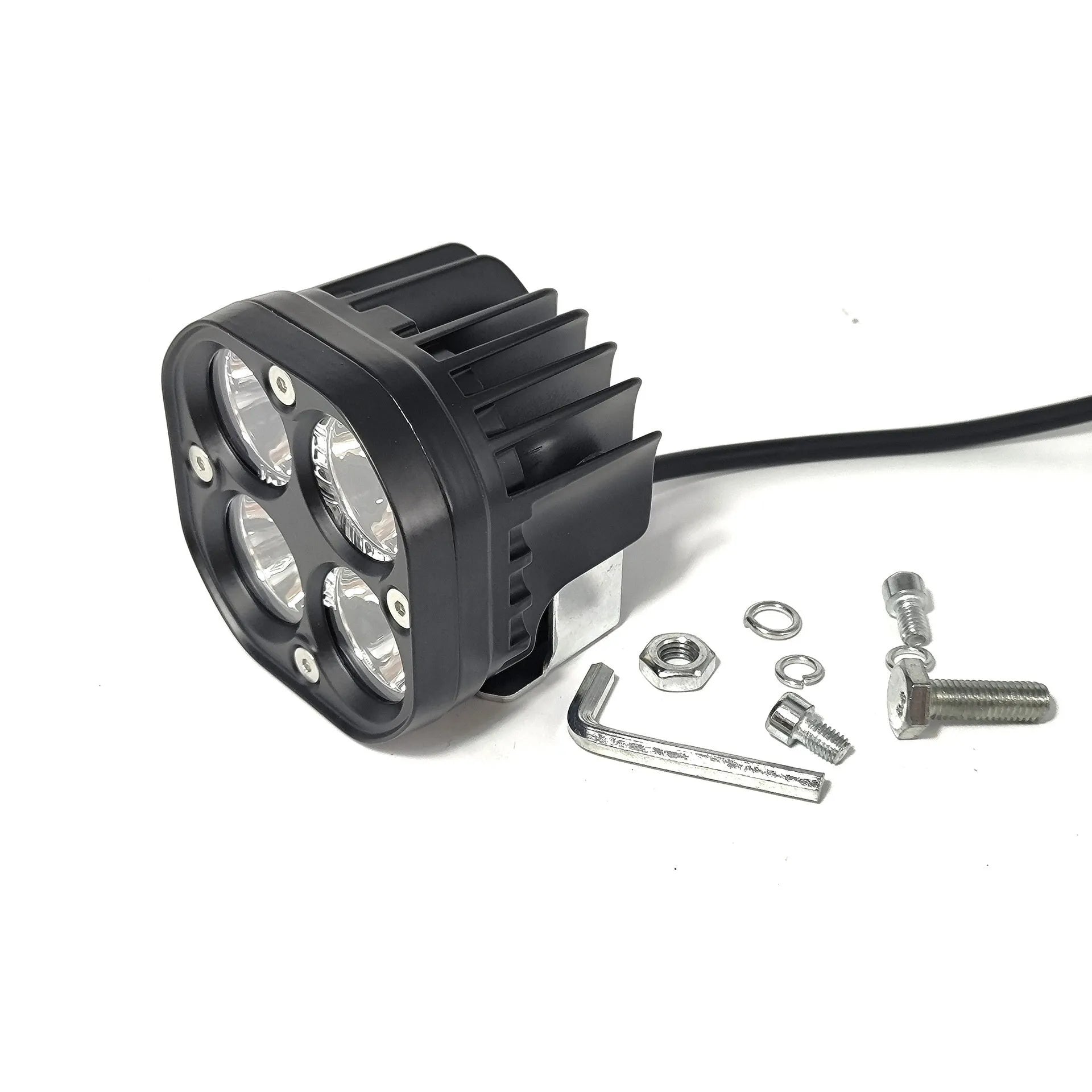 Four-eye vehicle headlight modification unit with aluminium base plate, white and yellow light options