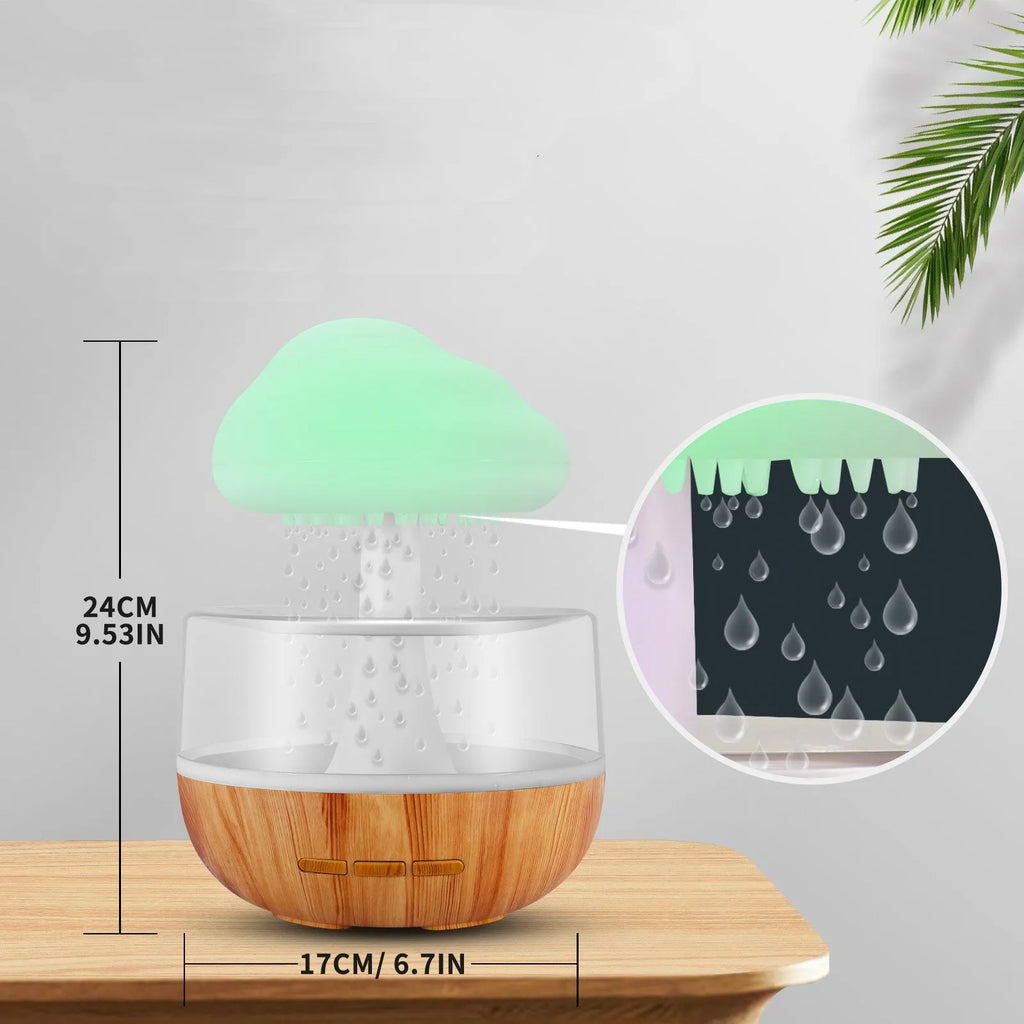 White cloud-shaped humidifier with night lights and water flow display