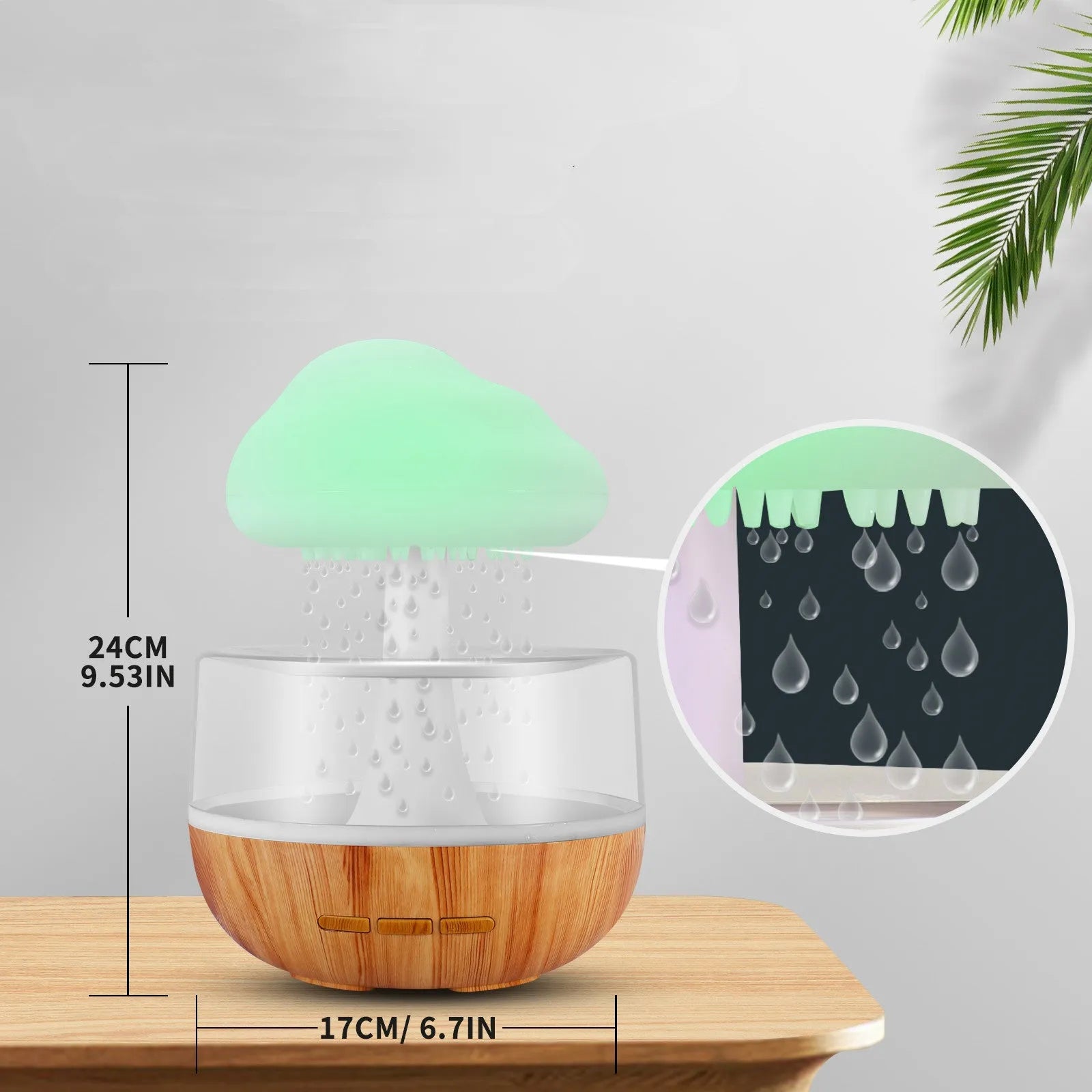 White cloud-shaped humidifier with night lights and water flow display