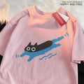 Pure cotton short sleeve t-shirt in straight cut for casual diving swimming leisure wear