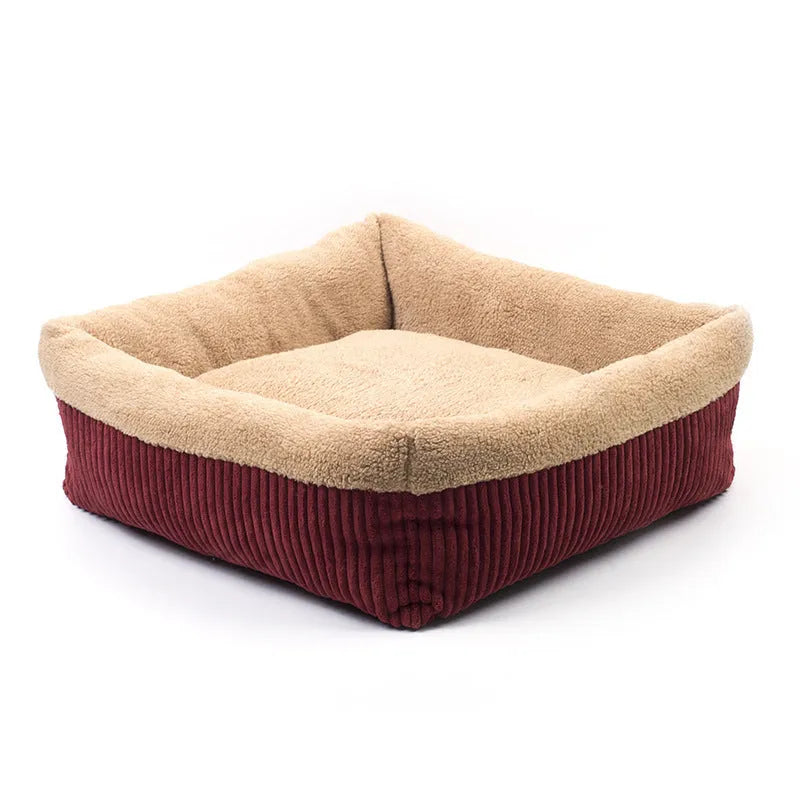 Octagonal velvet pet nest for cats and small dogs with soft cotton velvet lining, shown indoors