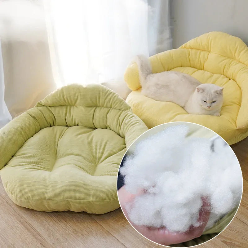 Four Seasons solid wood off-ground thick cat bed in green for indoor cats