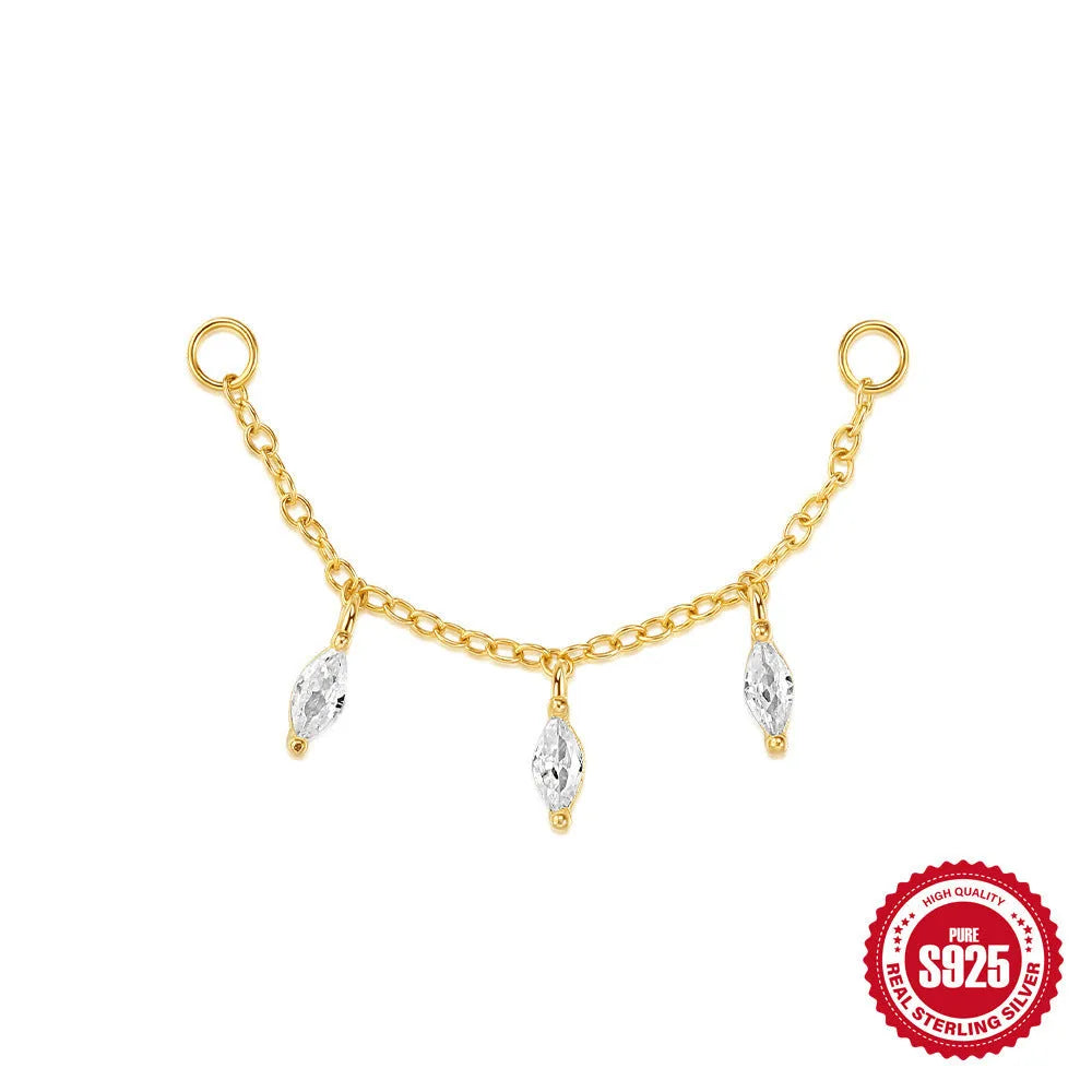 S925 sterling silver water drop shaped earrings with a flat spiral geometric design in a gold tone finish.