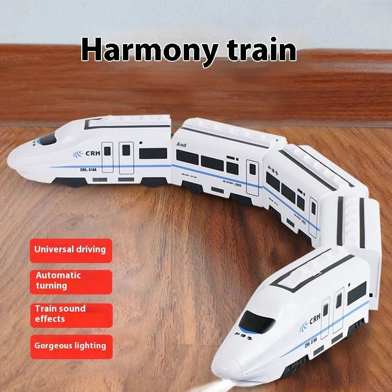 Children's electric high-speed train imitation car model with lighting and sound effects on floor