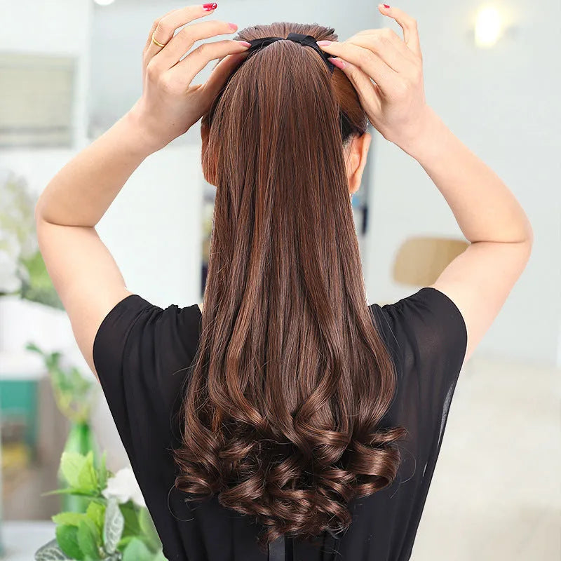 Ladies wig ponytail in high temperature wire medium long length for women