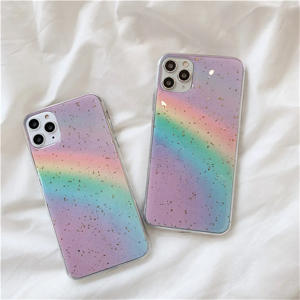 Rainbow gradient Japanese Korean stripe design TPU phone case for iPhones