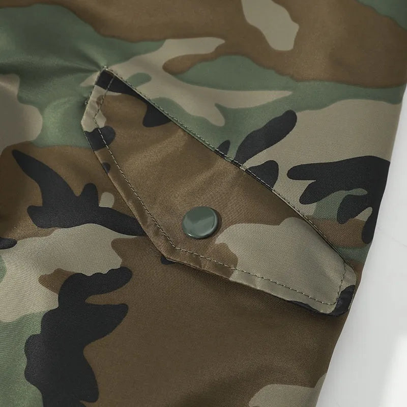 Men's thickened camouflage jacket in solid colour with side pockets, available in plus sizes
