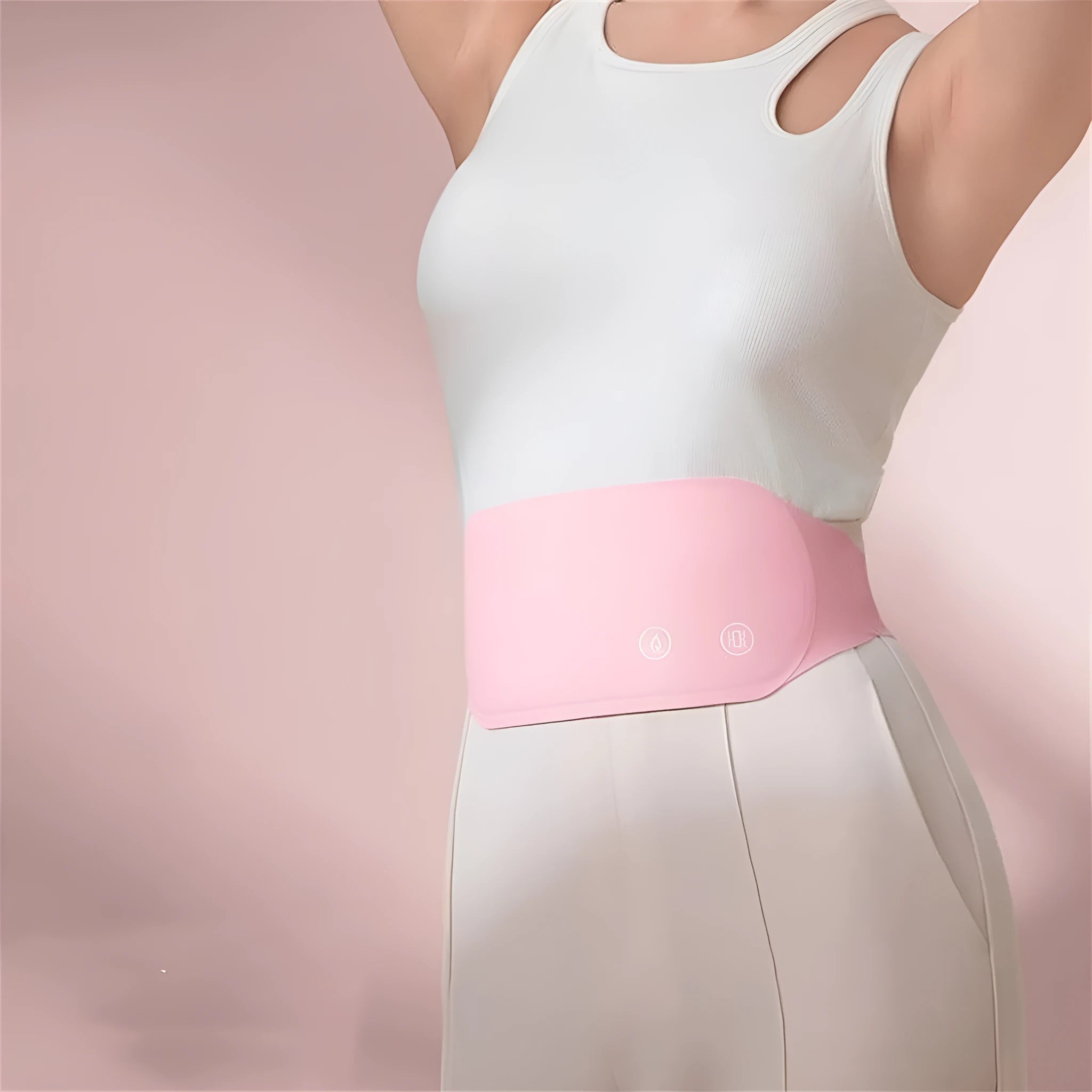 Intelligent heat belt in soft Lycra with 5000mAh battery and app control for stomach ache relief, gift box style