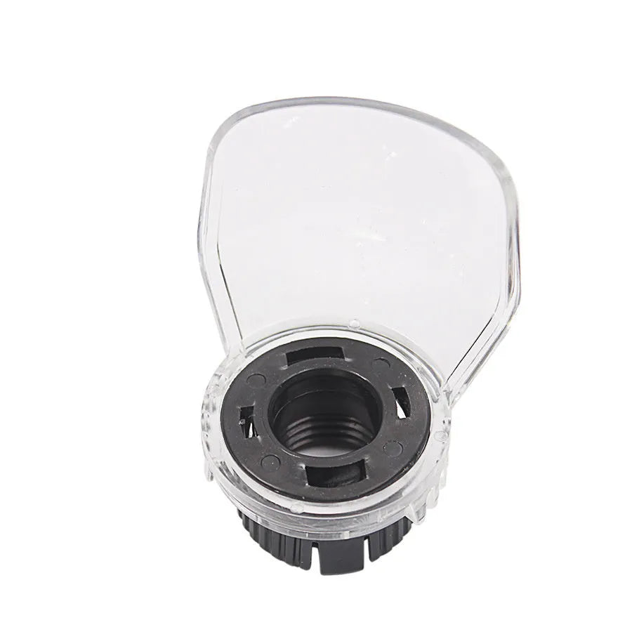 Clear plastic protective face shield for Delta electric grinders on a workbench.
