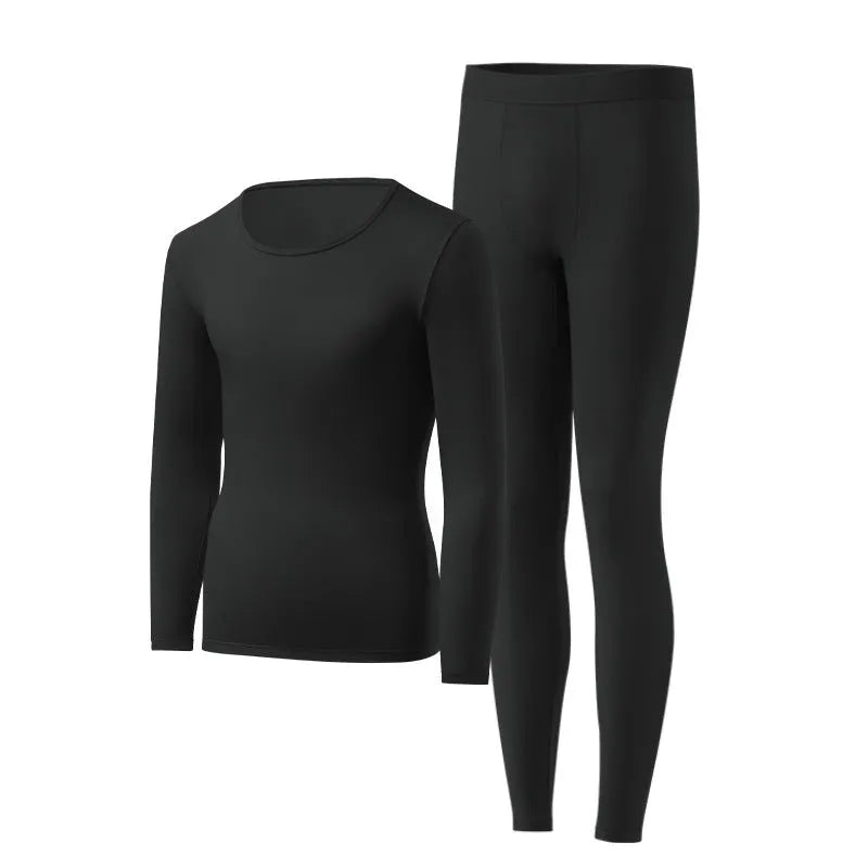 Men's constant temperature heating nylon thermal base layer suit in black, camel, and gray colour options
